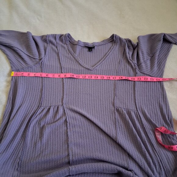 Torrid Women's Size 3X Purple Waffle V-Neck Long Sleeve Sharkbite Tunic Top - Picture 13 of 14